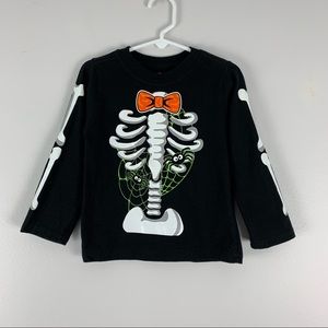 Halloween Costume T-Shirt Skeleton Graphic Cotton Black Orange White Size 3T